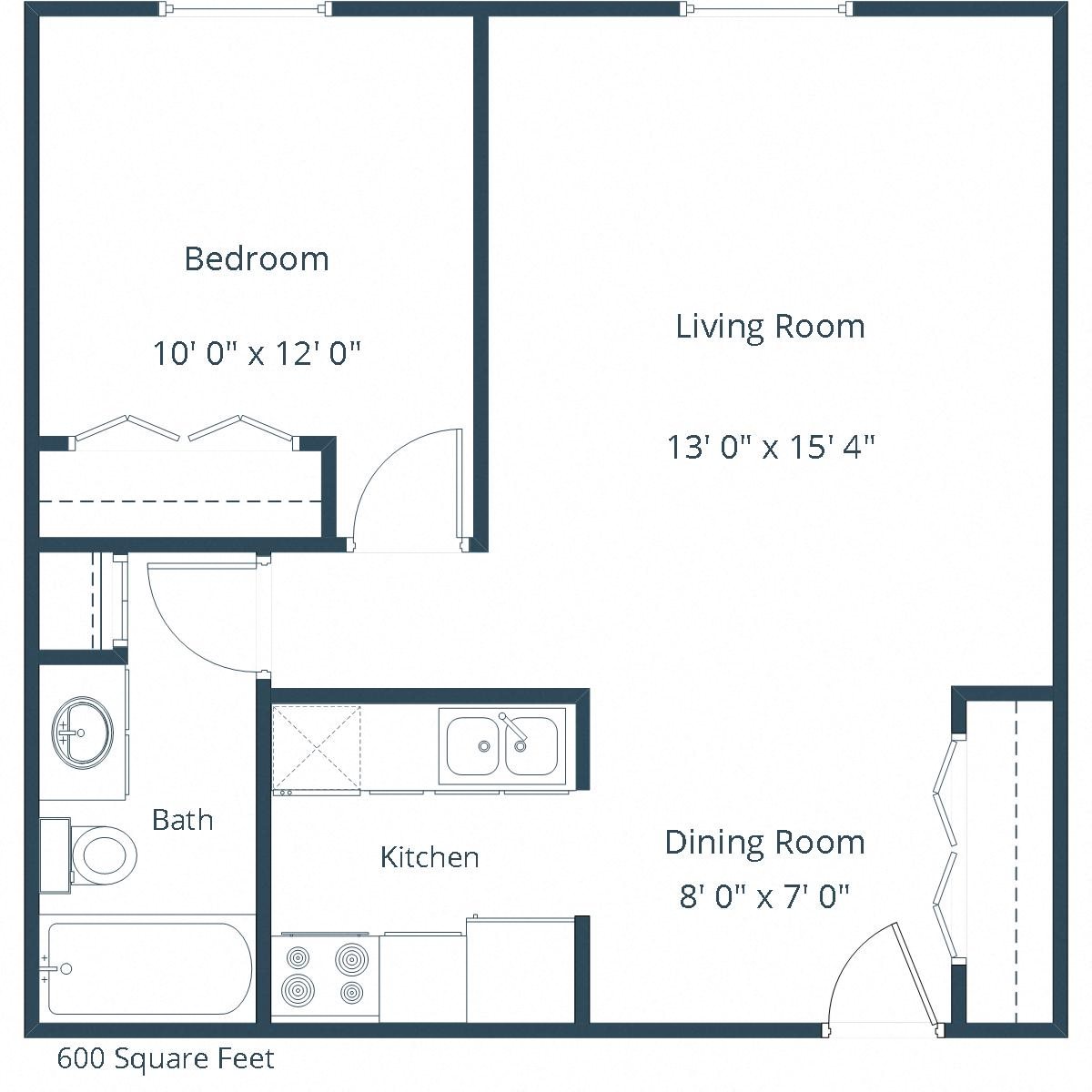 Oak Court Apartments | One Bedroom Floor Plan A Oak Court Apartments | One Bedroom Floor Plan A