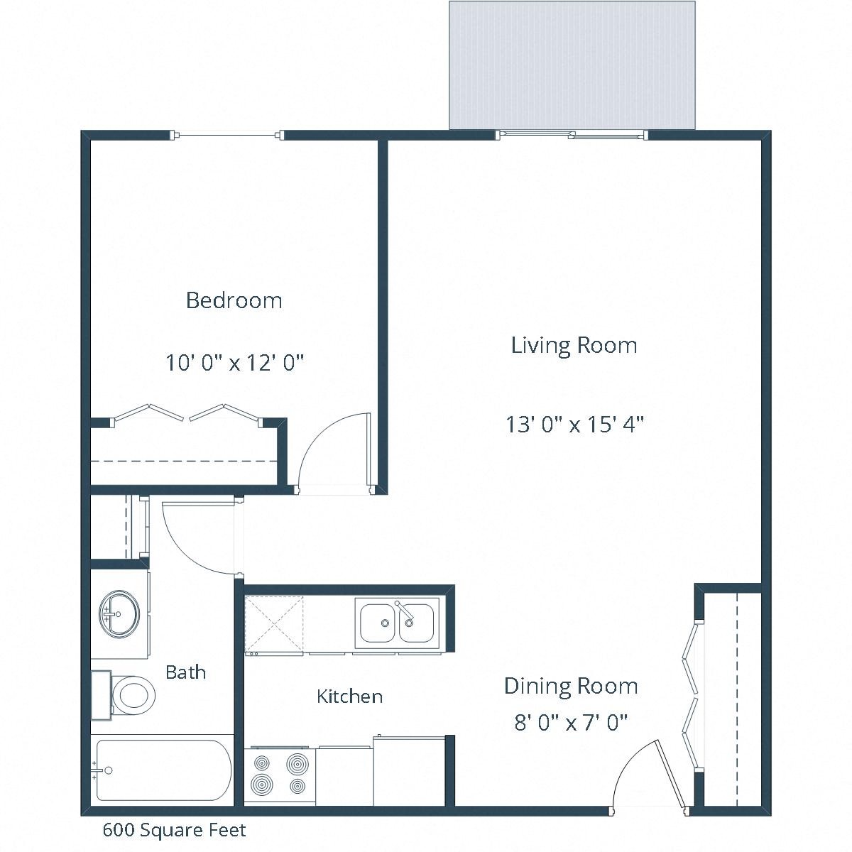 Oak Court Apartments | One Bedroom Floor Plan B Oak Court Apartments | One Bedroom Floor Plan B