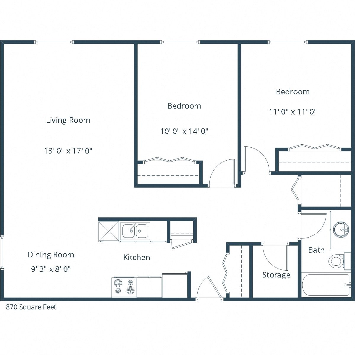 Sargent Apartments | Two Bedroom Floor Plan B Sargent Apartments | Two Bedroom Floor Plan B