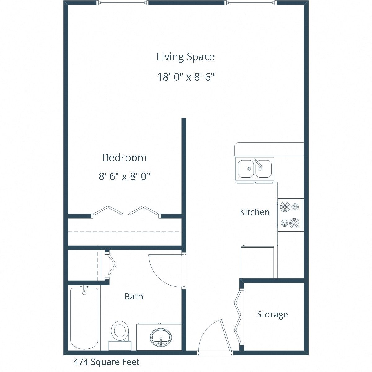 Summit Point Apartments | Efficiency Floor Plan Summit Point Apartments | Efficiency Floor Plan