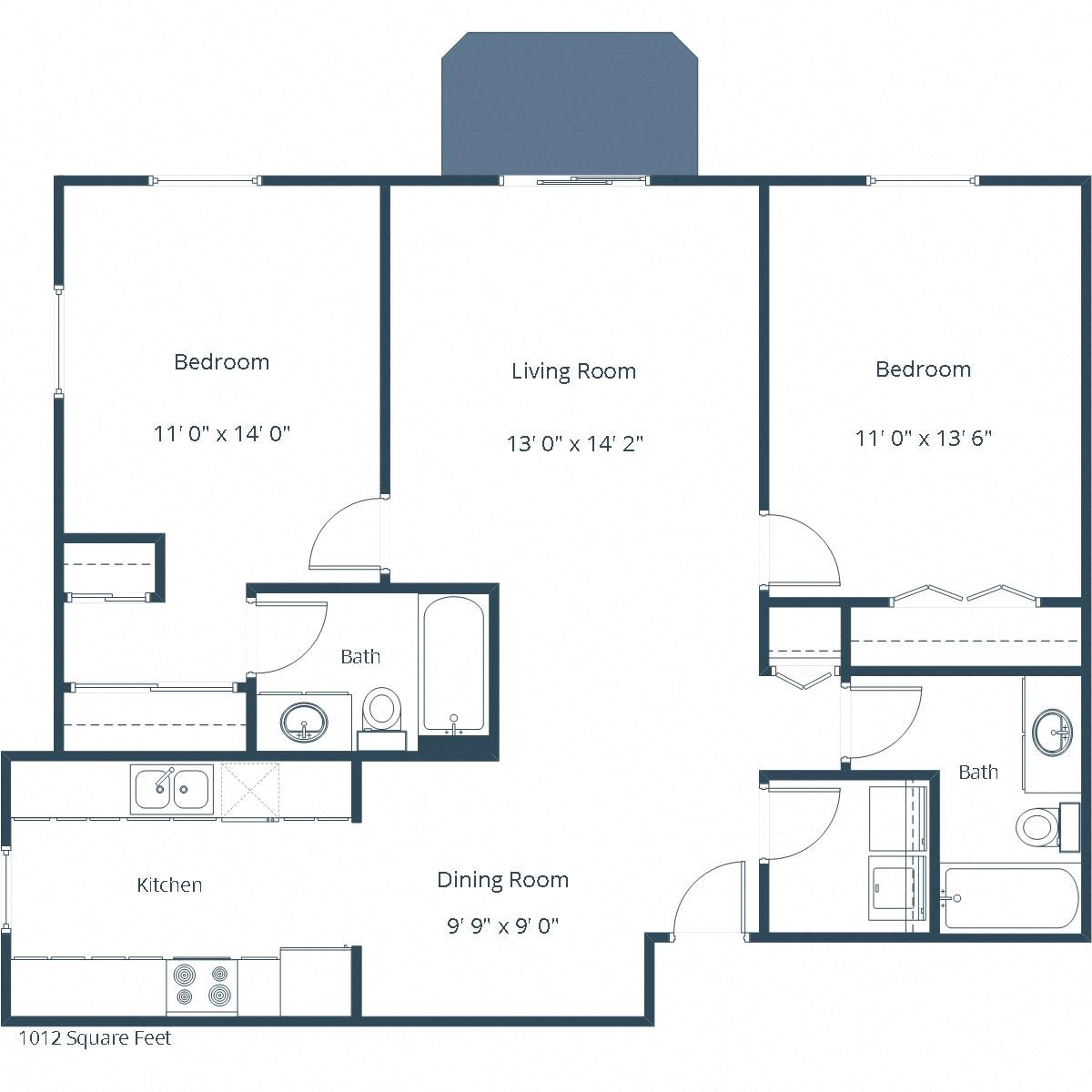 Summit Point Apartments | Two Bedroom Floor Plan B Summit Point Apartments | Two Bedroom Floor Plan B