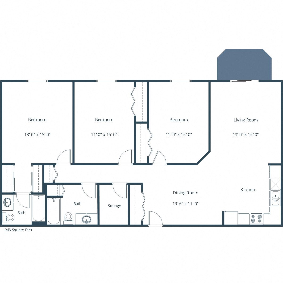 Summit Point Apartments | Three Bedroom Floor Plan Summit Point Apartments | Three Bedroom Floor Plan