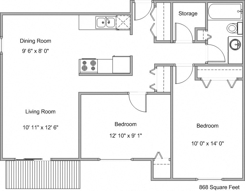 Westwood Estates Apartments | Two Bedroom Floor Plan B