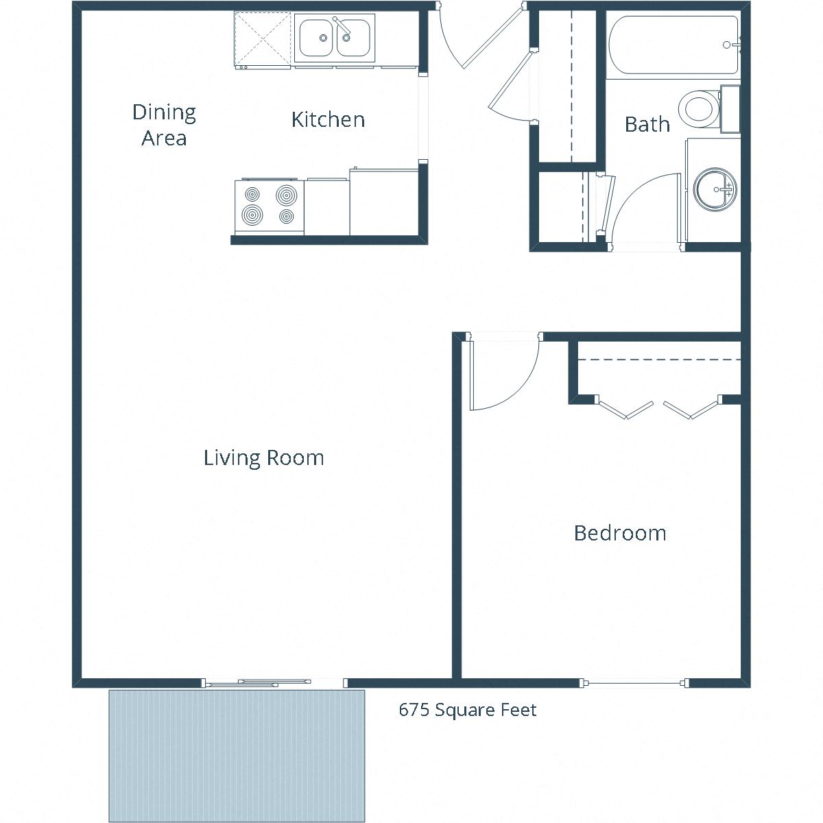 France Apartments | One Bedroom Floor Plan
