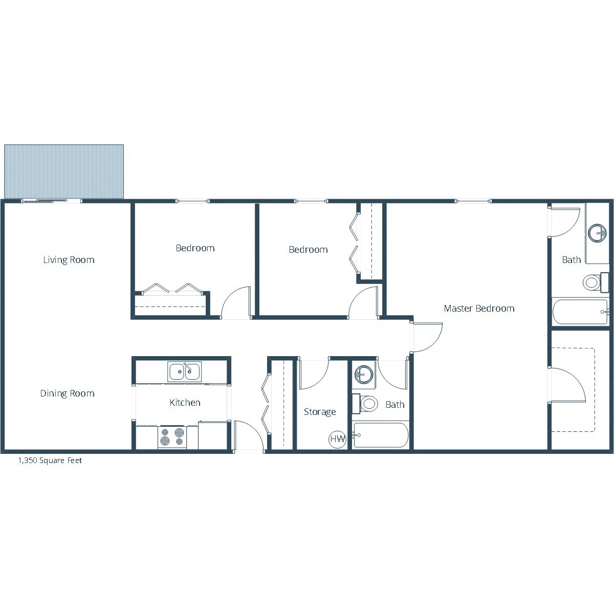 France Apartments | Three Bedroom Floor Plan B
