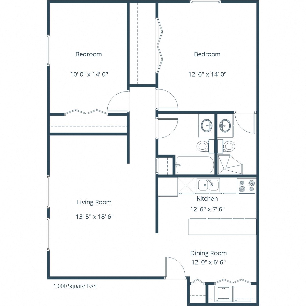 Kennedy Apartments | Two Bedroom Floor Plan