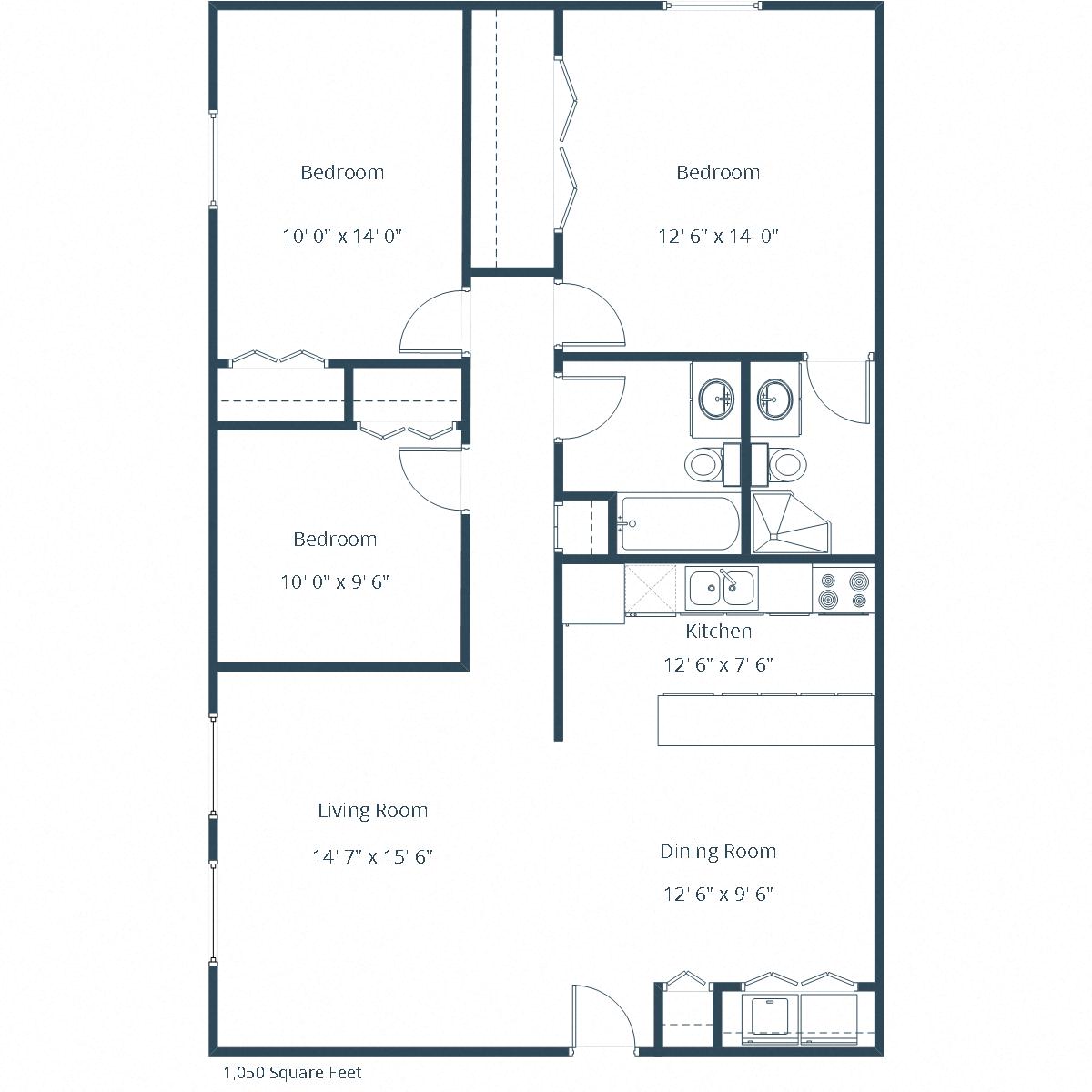 Kennedy Apartments | Three Bedroom Floor Plan