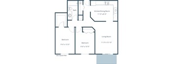 Village West Apartments | Two Bedroom Floor Plan