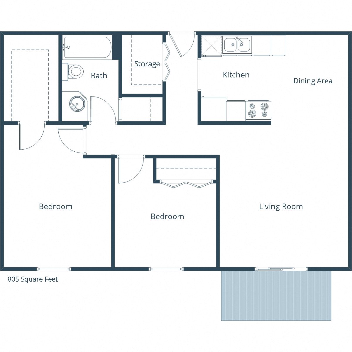 Alden Pines Apartments | Two Bedroom Floor Plan