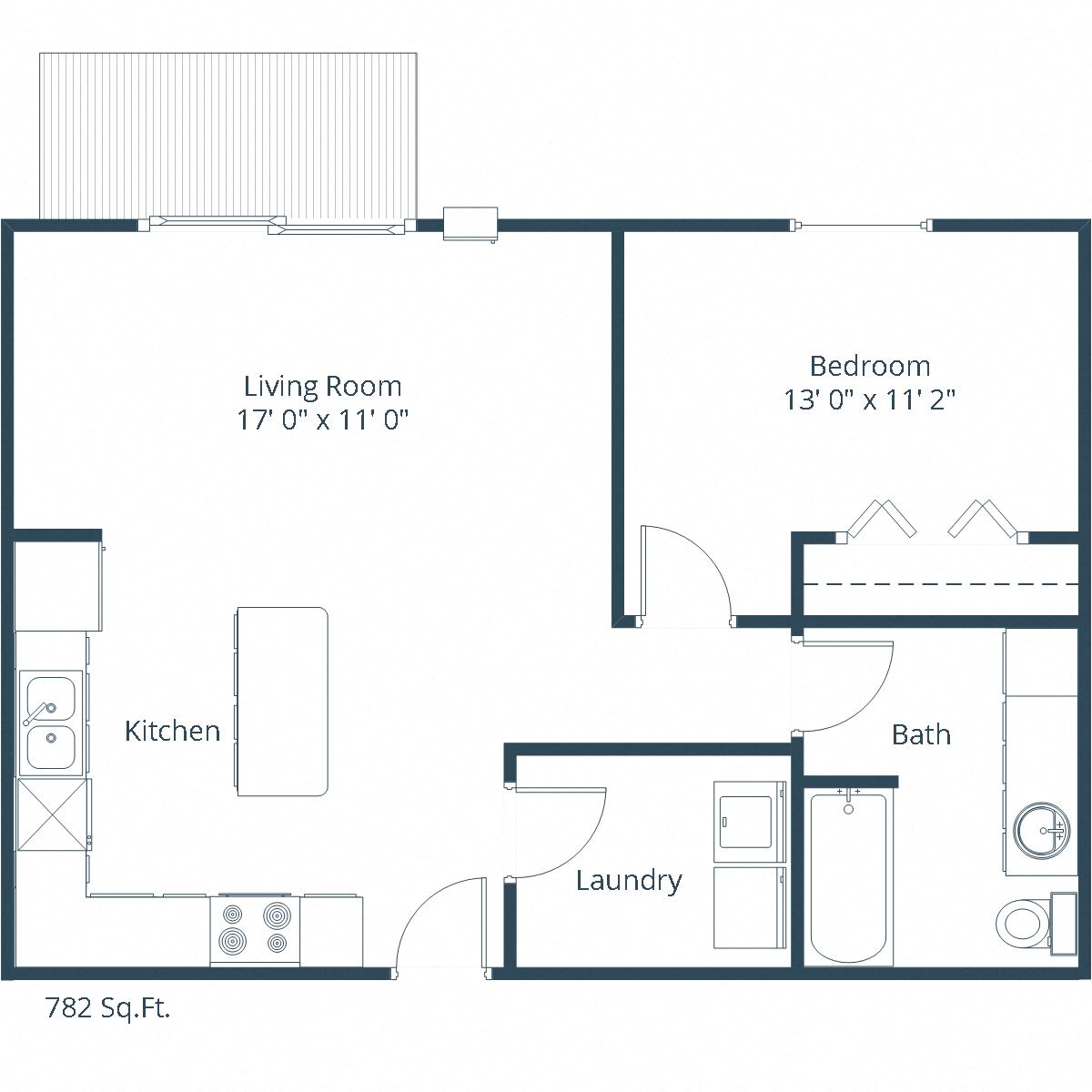 Wolf Creek Apartments | One Bedroom Floor Plan