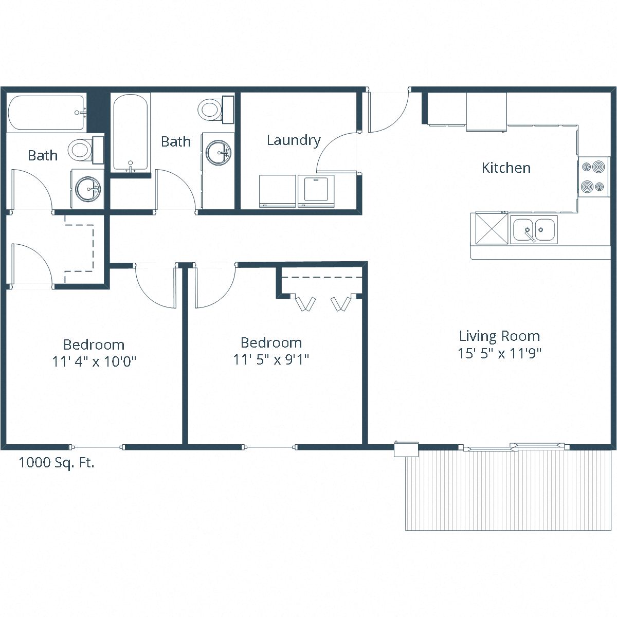 Wolf Creek Apartments | Two Bedroom Floor Plan A