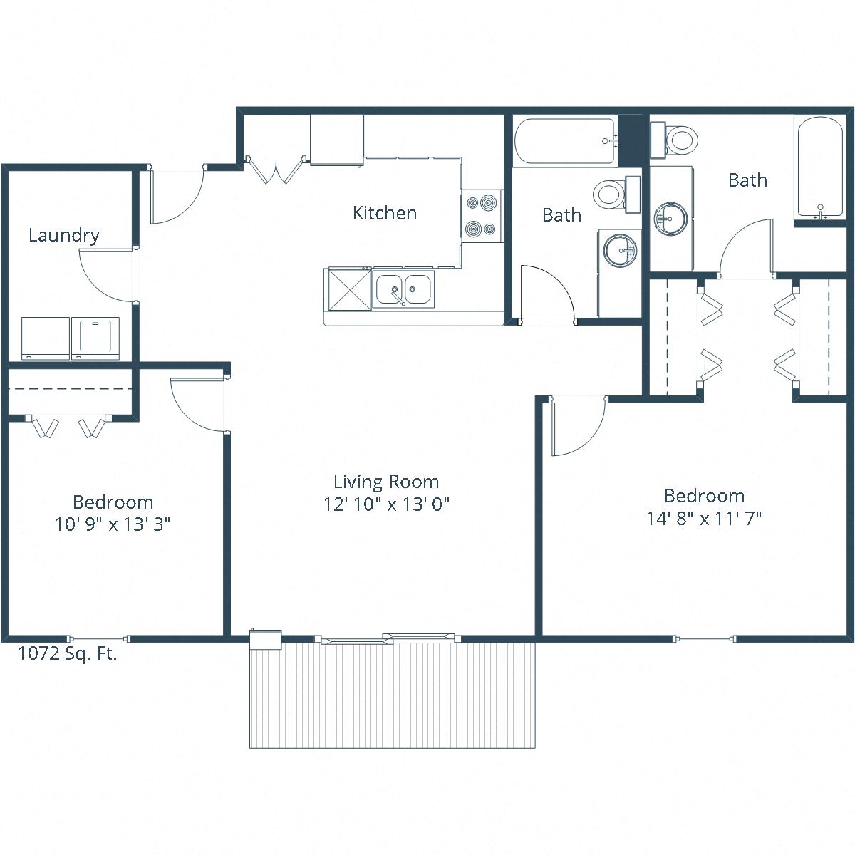 Wolf Creek Apartments | Two Bedroom Floor Plan B