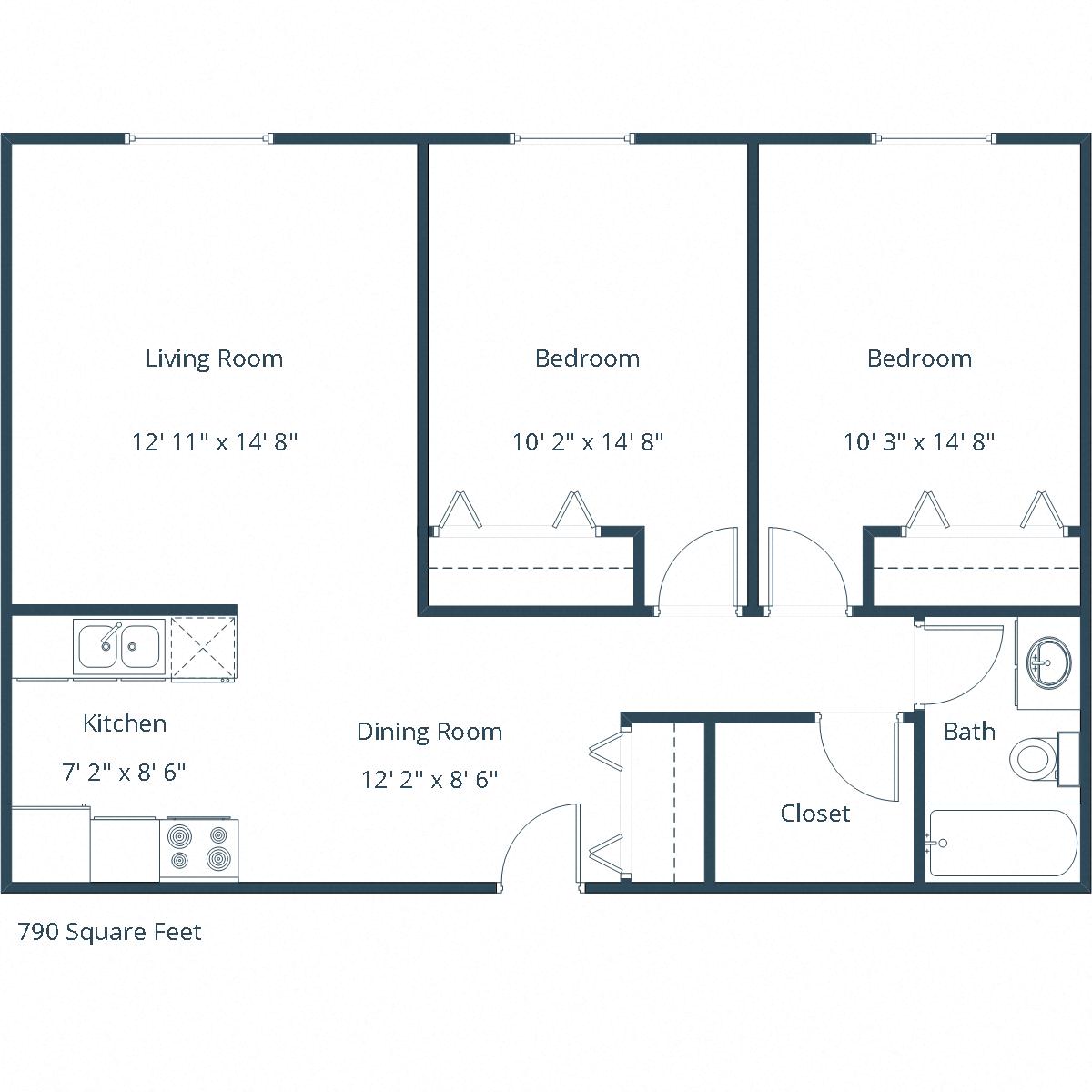 Cambridge Apartments | Two Bedroom Floor Plan A
