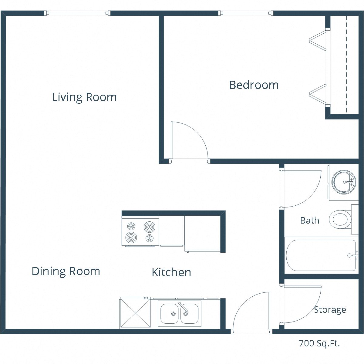 Sunchase Apartments | One Bedroom Floor Plan