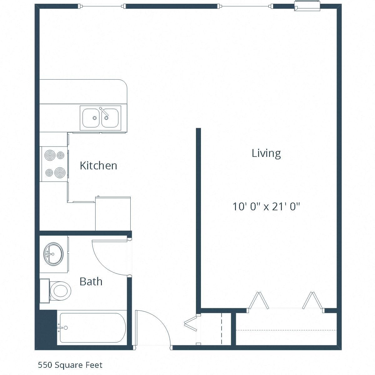 Village Park Apartments | Efficiency Floor Plan