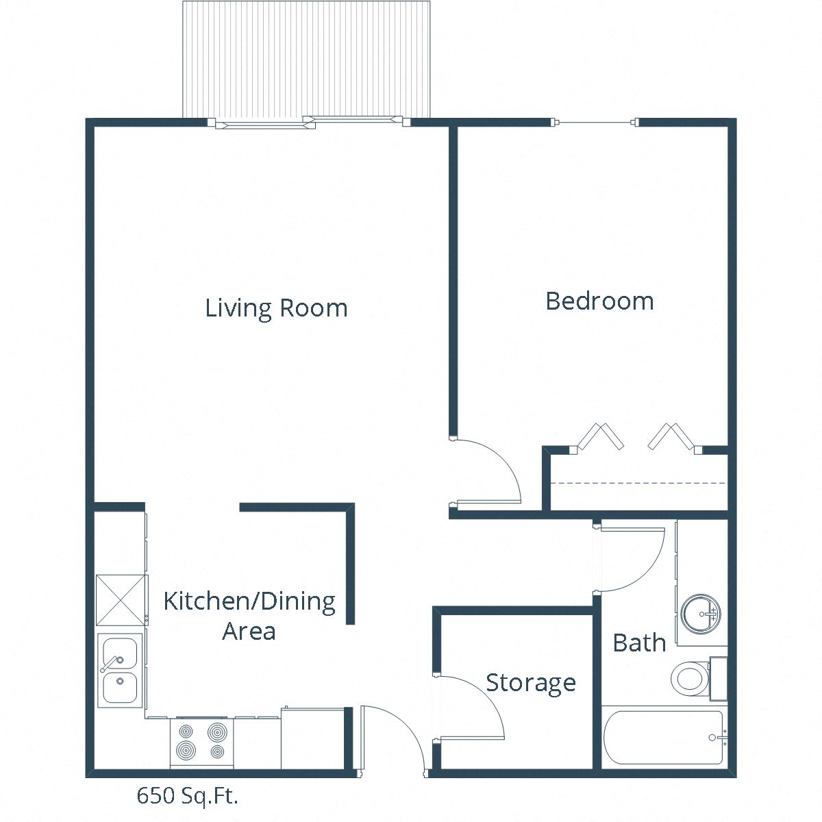 Village Park Apartments | One Bedroom Floor Plan
