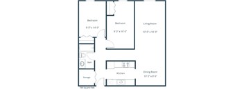 Patricia Ann Apartments | Two Bedroom Floor Plan