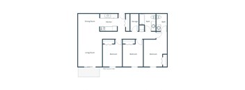 Patricia Ann Apartments | Three Bedroom Floor Plan