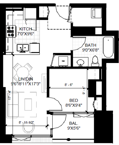 Floor Plan 1X1B Floor Plan 1X1B