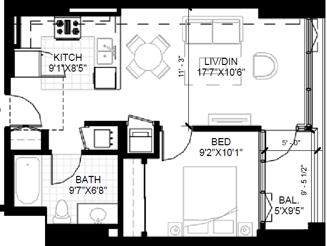 Floor Plan 1X1C Floor Plan 1X1C