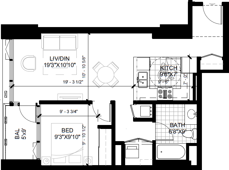 Floor Plan 1X1I Floor Plan 1X1I
