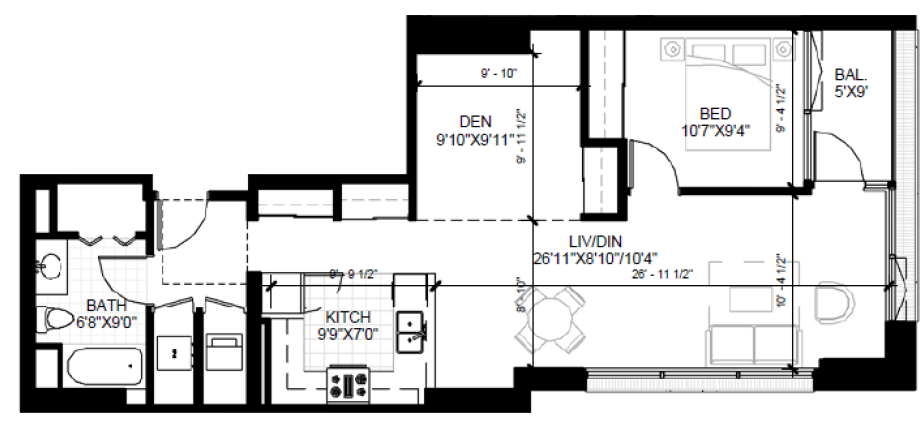 Floor Plan 1X1K Floor Plan 1X1K