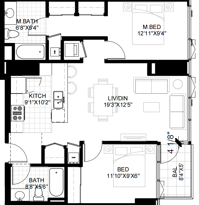 Floor Plan 2X2C Floor Plan 2X2C