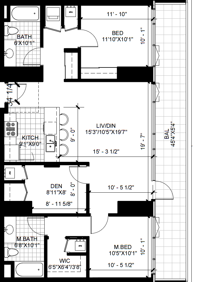 Floor Plan 2X2DEN-A Floor Plan 2X2DEN-A