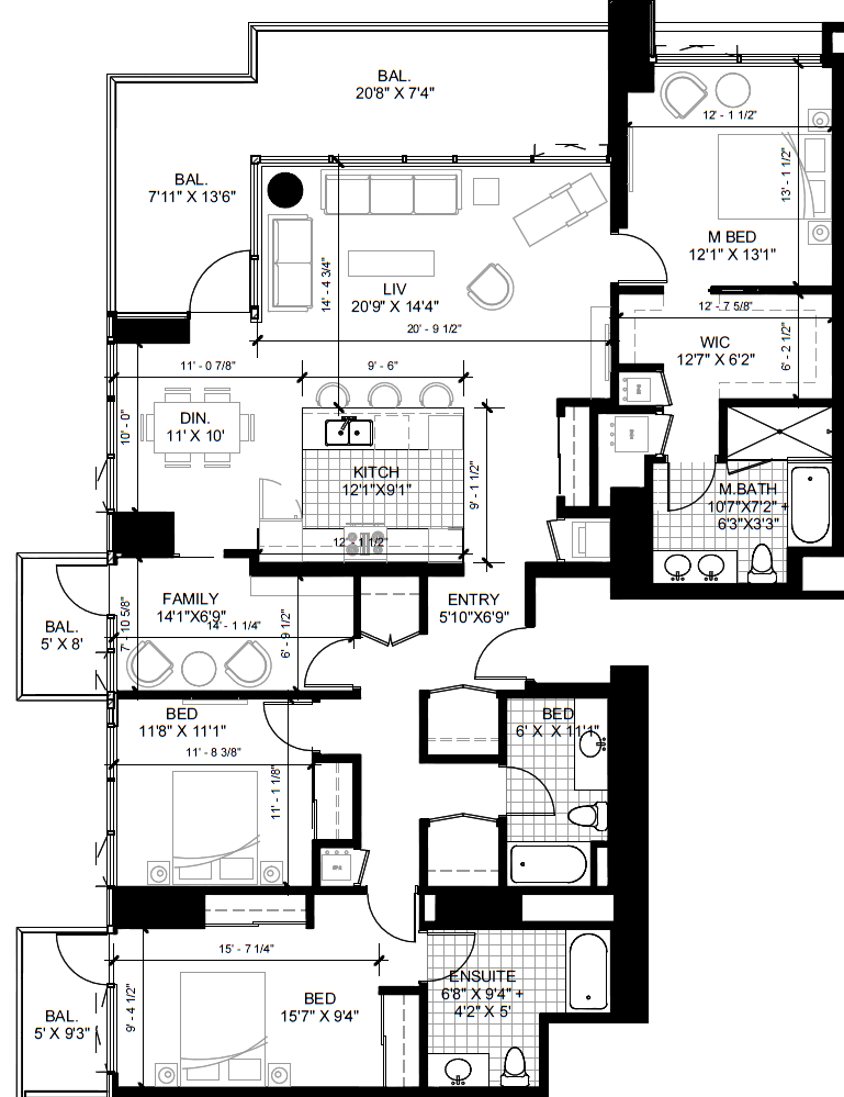 Floor Plan 3X3DEN-A Floor Plan 3X3DEN-A