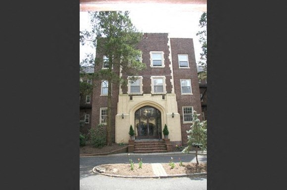 a view of a building from the street