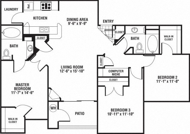 3 Bed 2 Bath Floor Plan at The Preserve at Rock Springs, Rock Springs, Wyoming