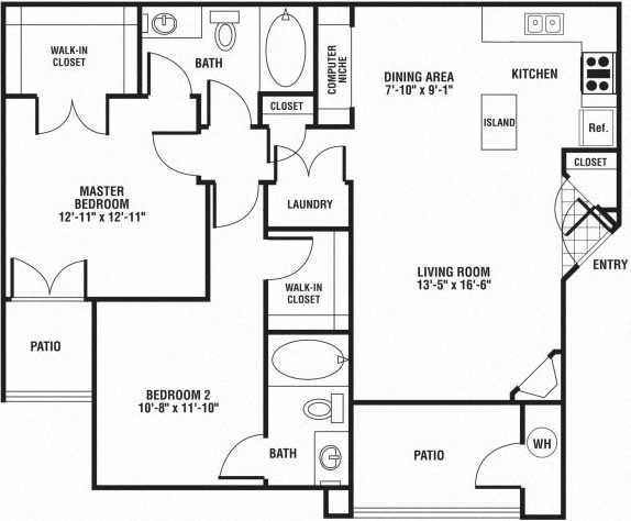 2 bedroom 2 bath Floor Plan at The Preserve at Rock Springs, Rock Springs, 82901
