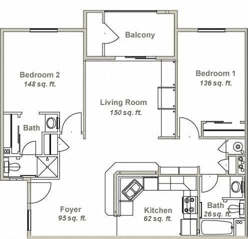 Canyon Village Two Bedroom Floor Plan
