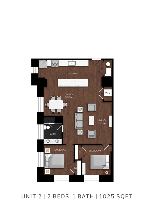 a floor plan of a small apartment with a wooden floor