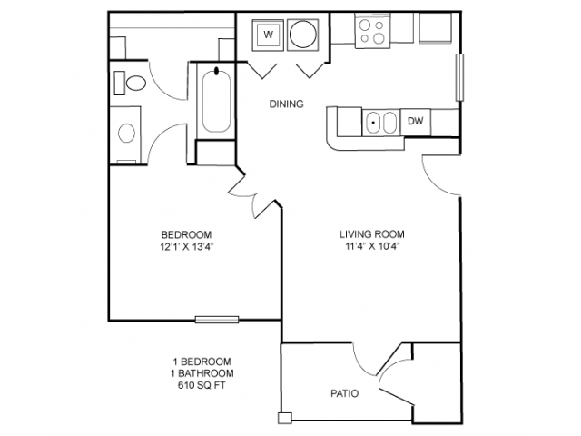 1-1 FURNISHED Floor Plan 2