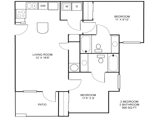 2-2 FURNISHED Floor Plan 6