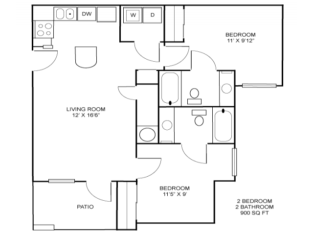 2-2 UNFURNISHED Floor Plan 5