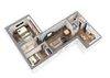 1035 SQFT 2 Bed 1.5 Bath 3D View Floor Plan at Park Heights by the Lake Apartments, Illinois, 60649 1035 SQFT 2 Bed 1.5 Bath 3D View Floor Plan at Park Heights by the Lake Apartments, Illinois, 60649