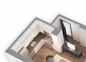 625 SQFT 1 Bed 1 Bath 3D View Floor Plan at Park Heights by the Lake Apartments, Illinois, 60649 625 SQFT 1 Bed 1 Bath 3D View Floor Plan at Park Heights by the Lake Apartments, Illinois, 60649