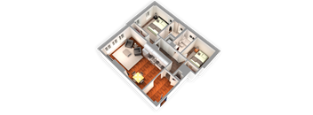 1068 SQFT 2 Bed 2 Bath 3D View at Park Heights by the Lake Apartments, Chicago