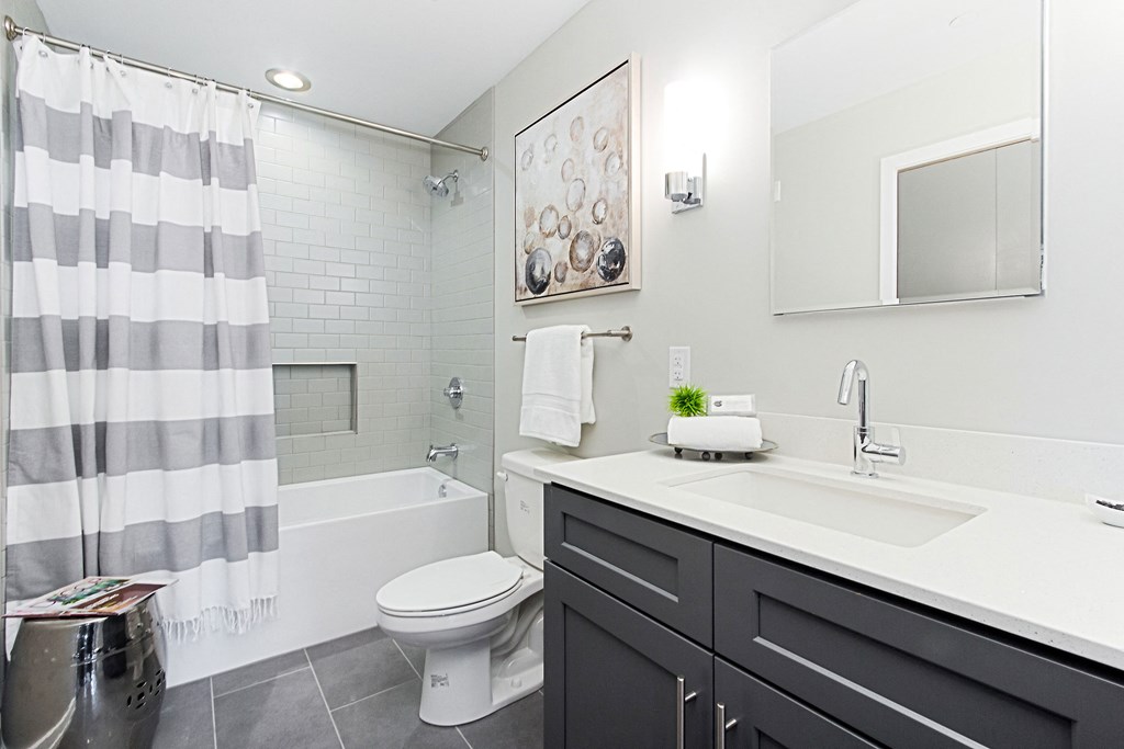 a bathroom with a sink and a toilet and a shower
