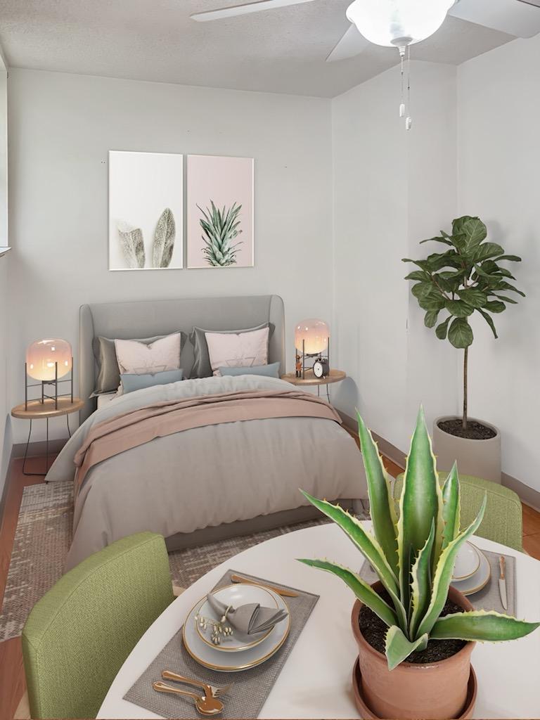 Spacious Studio Dining area into living area