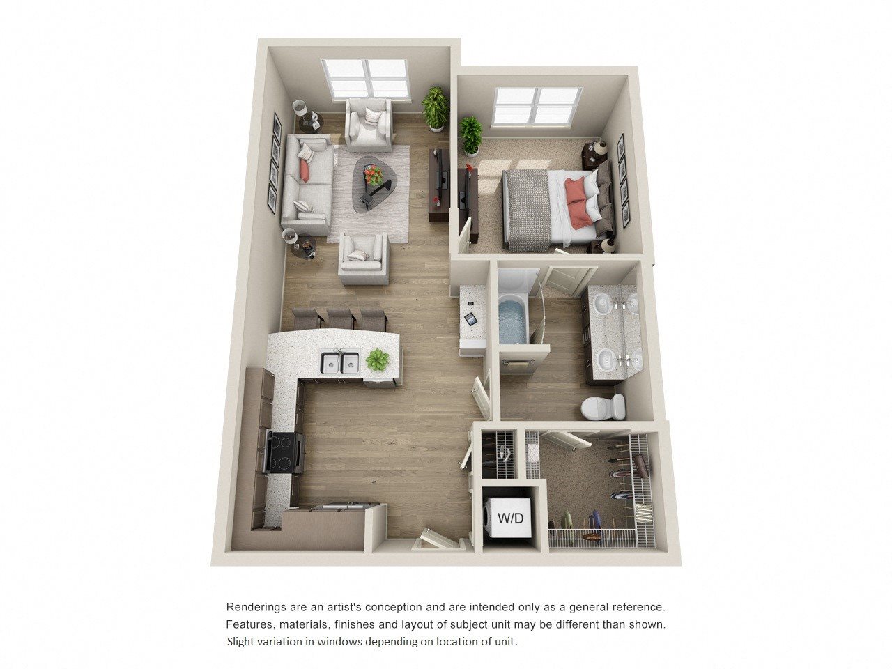 BDX at Capital Village | 1 bedroom 1 bathroom A3 floor plan 1x1 units available at BDX at Capital Village in Rancho Cordova, CA