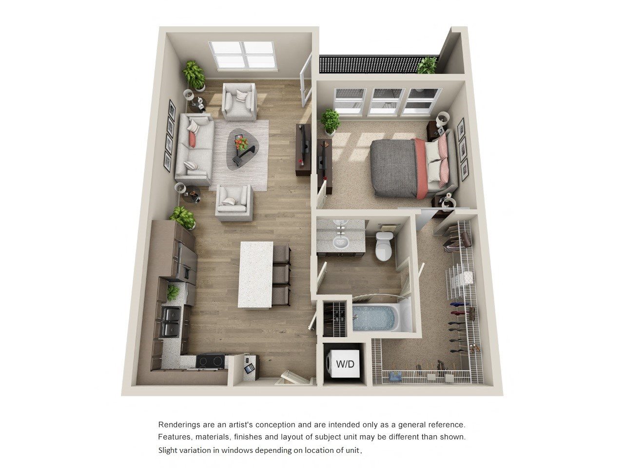BDX at Capital Village | 1 bedroom 1 bathroom A4 floor plan 1x1 units available at BDX at Capital Village in Rancho Cordova, CA