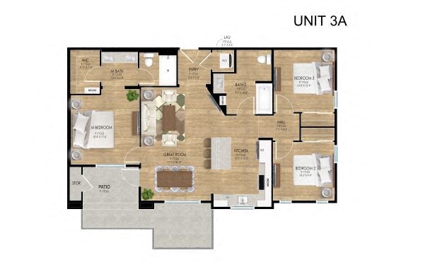 Three bedroom floor plan