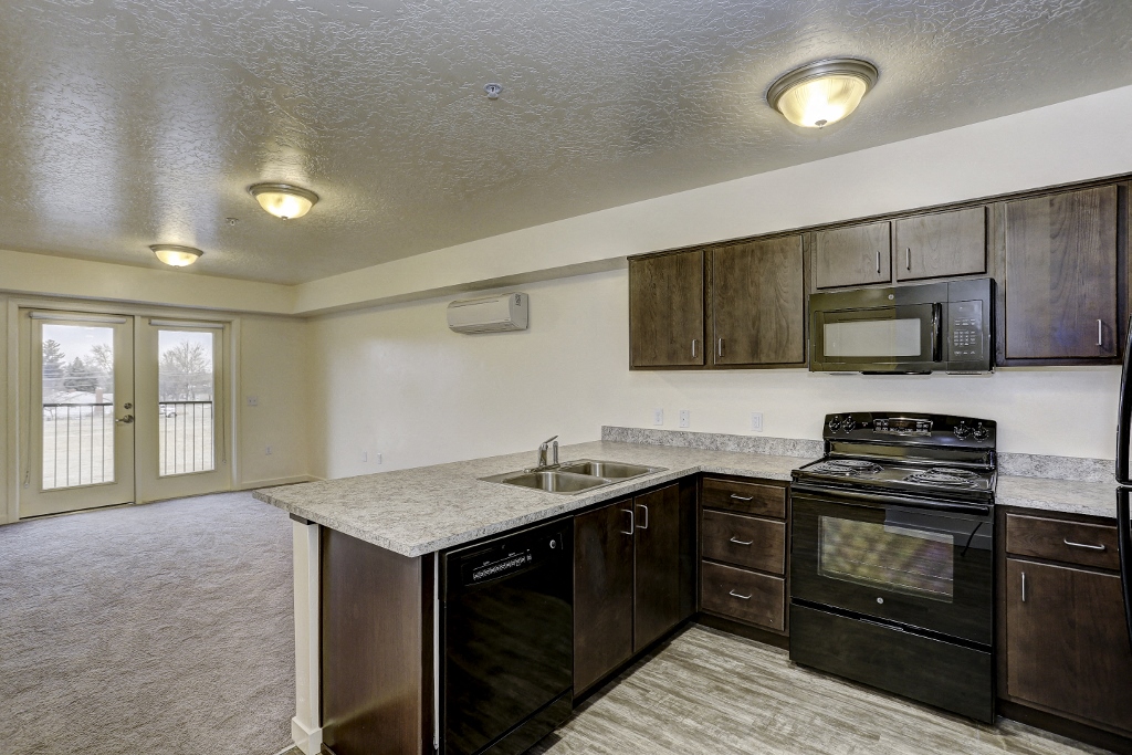 Kitchen with external doors