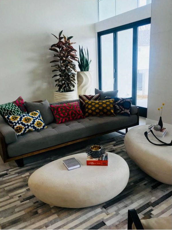 a living room with a couch and a coffee table