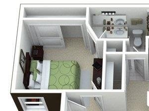 2 Bed, 2 Bath, 1000 sq. ft. B