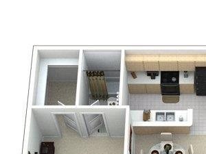 3 Bed, 2 Bath, 1126 sq. ft. C