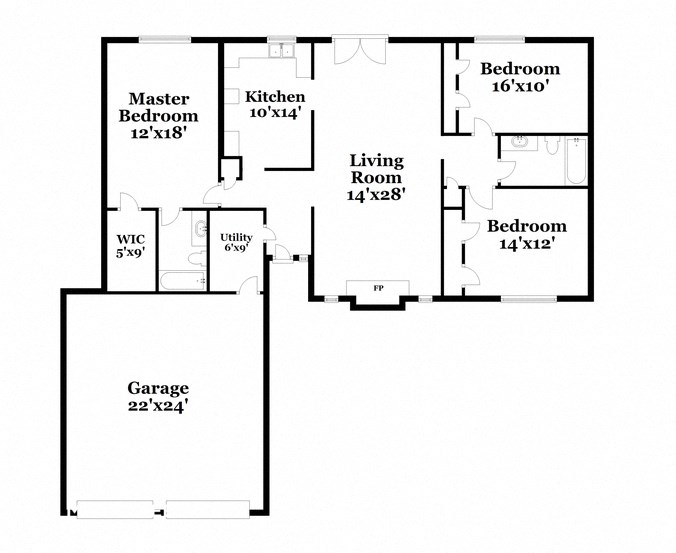 a floor plan of a house with a combination of bedrooms and a living room